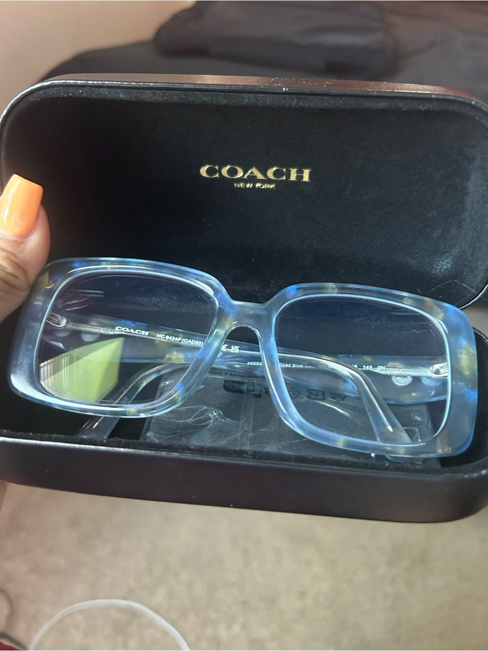 Coach Light Blue Translucent Square Eyeglasses
